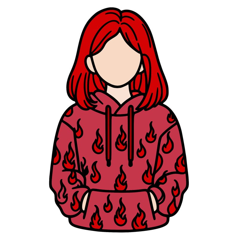 woman with fire hoodie