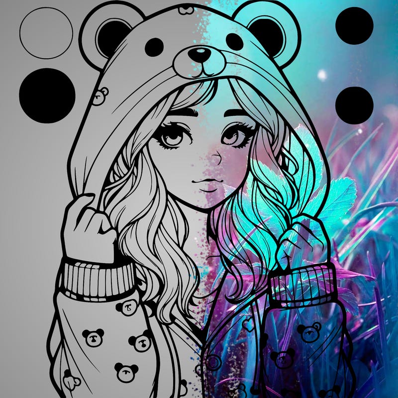 realistic girl in a animal pjs hoodie