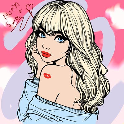 realistic girl with bangs looking over her shoulder