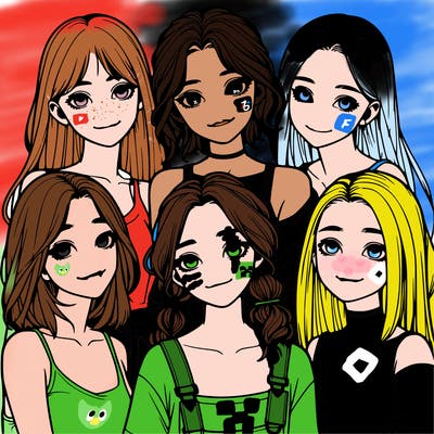 a group of girls realistic