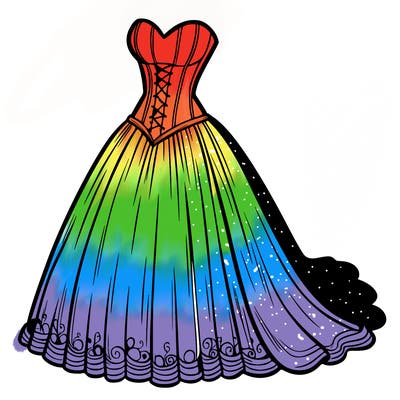 wedding dress-corset and a long and flowy skirt