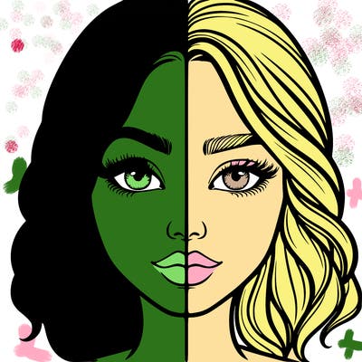 realistic girl split half