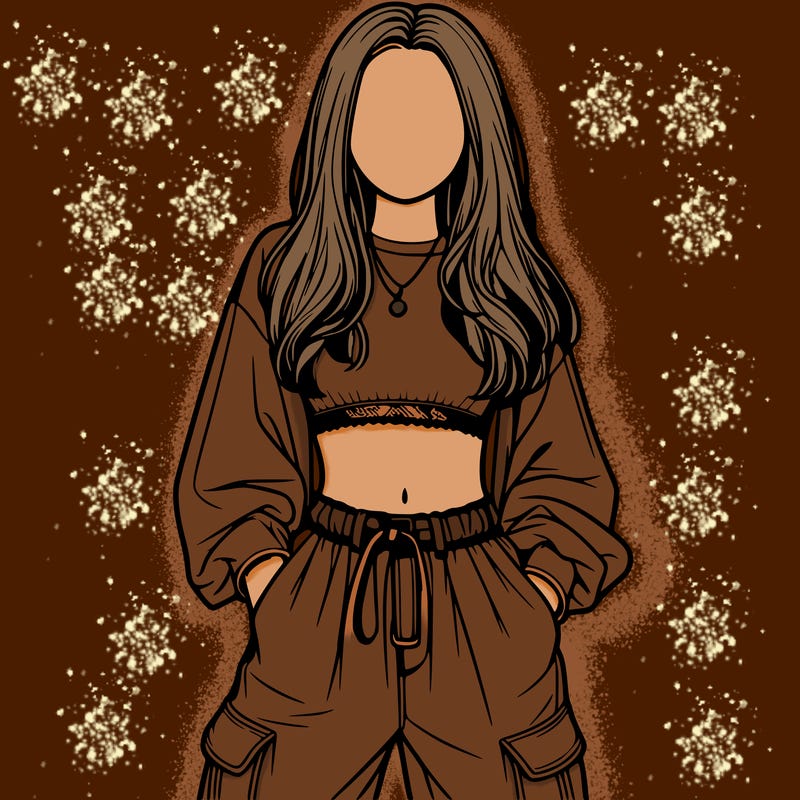 realistic girl faceless with baggy pants and crop top