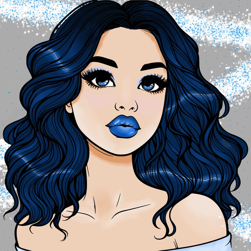 realistic girl with wavy hair and lips