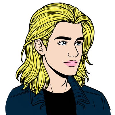 realistic guy with long hair