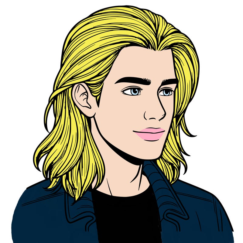 realistic guy with long hair