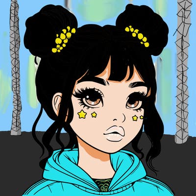 realistic girl with space buns