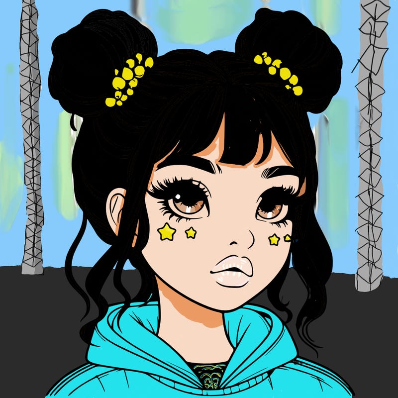 realistic girl with space buns