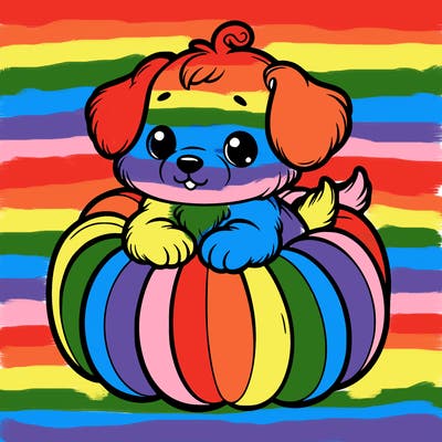 cute little puppy in a pumpkin