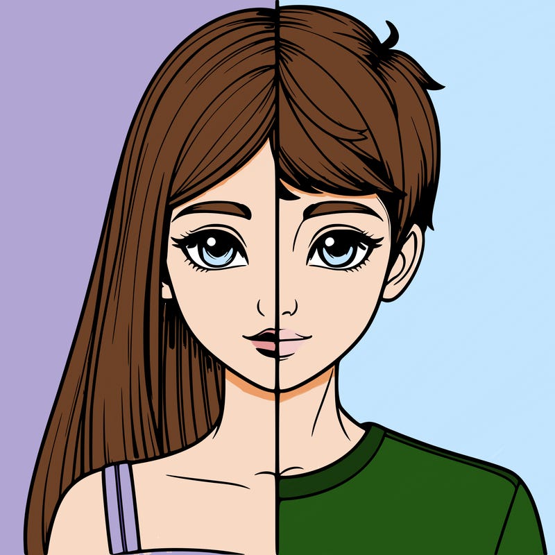 realistic half girl half boy split