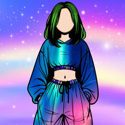 realistic girl faceless with baggy pants and a crop top