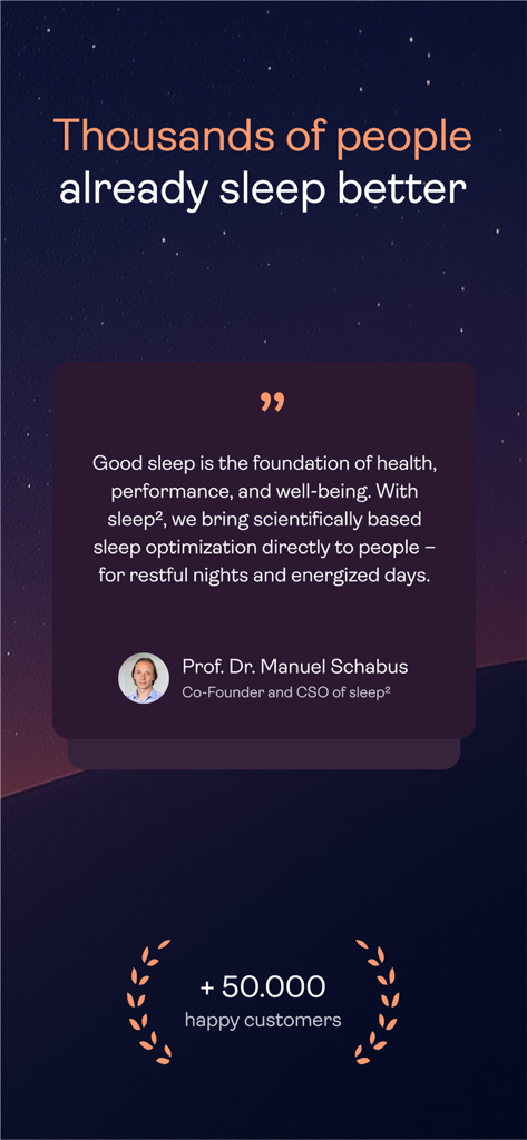 Expert endorsement by Prof. Dr. Manuel Schabus for sleep2 app scientific approach and customer satisfaction