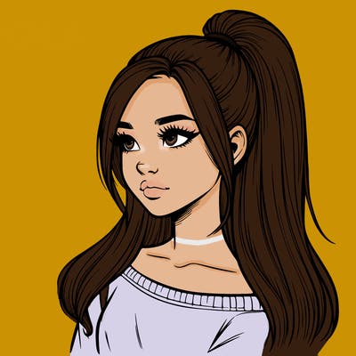 realistic girl with a high ponytail