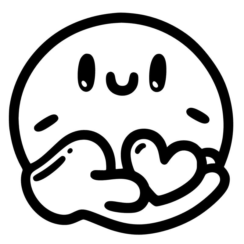 face holding a heart