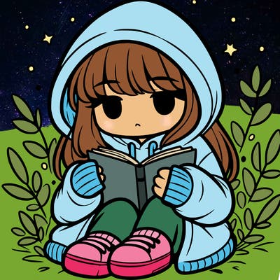 girl in oversized hoodie reading a book