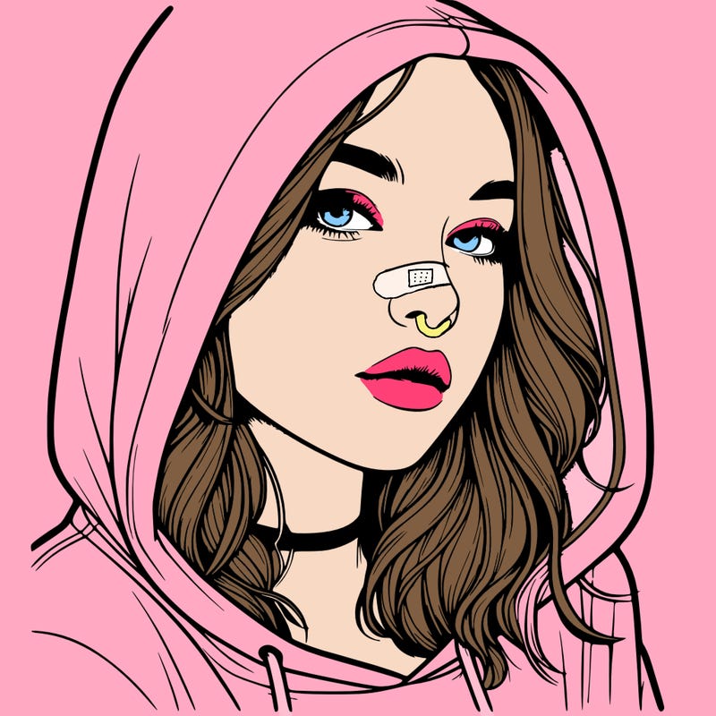 realistic girl with hood on