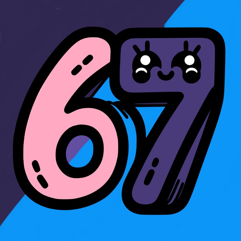 the numbers 67