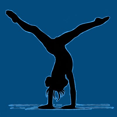 realistic gymnastic hand stand girl in four splits