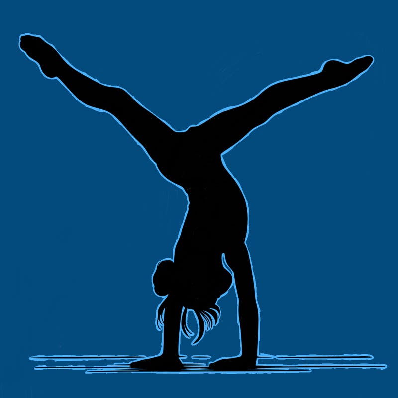 realistic gymnastic hand stand girl in four splits