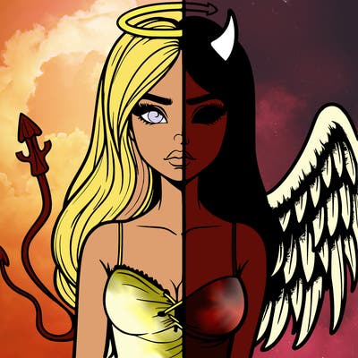 devil vs angel realistic girl
