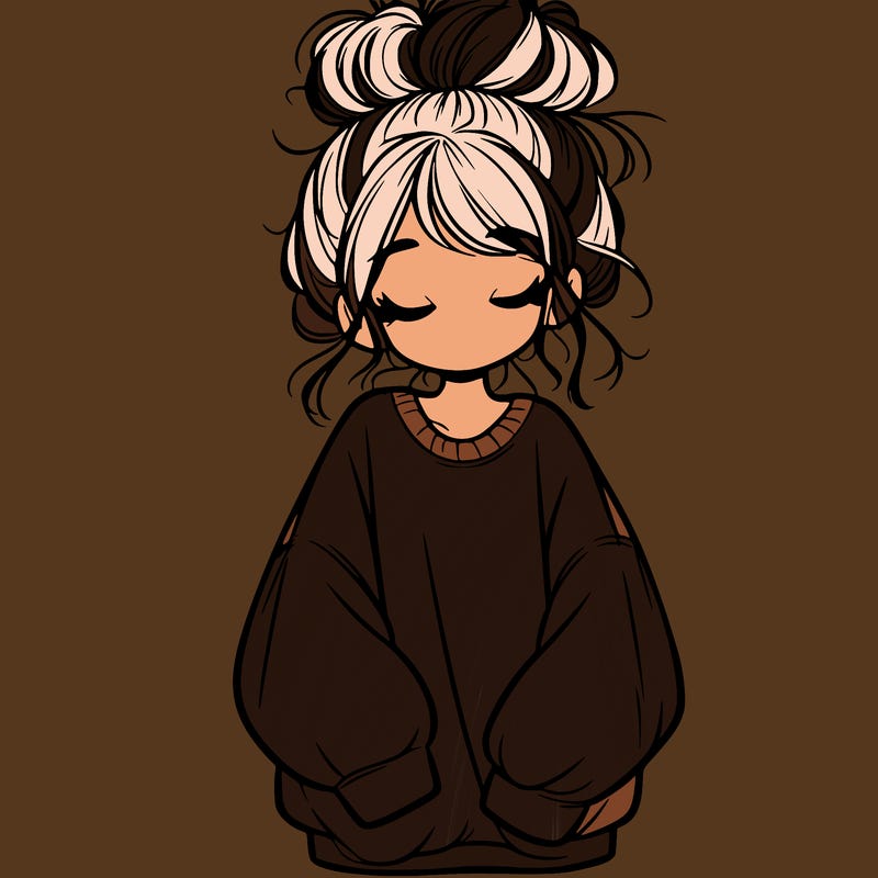 girl with baggy sweatshirt and messy bun