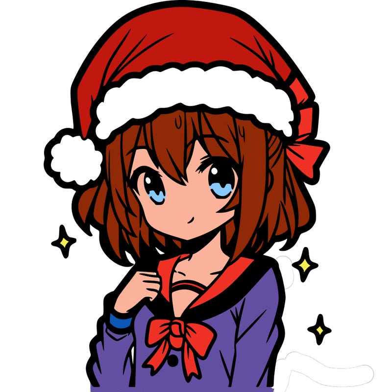 anime girl wearing a santa hat