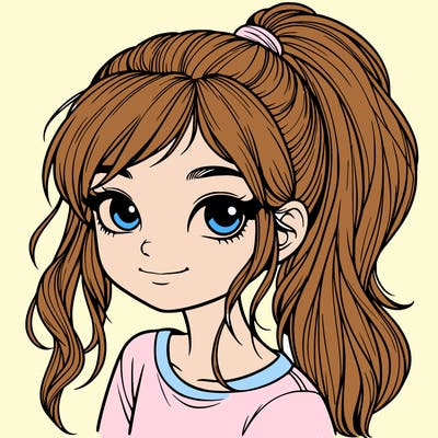 realistic girl with ponytail