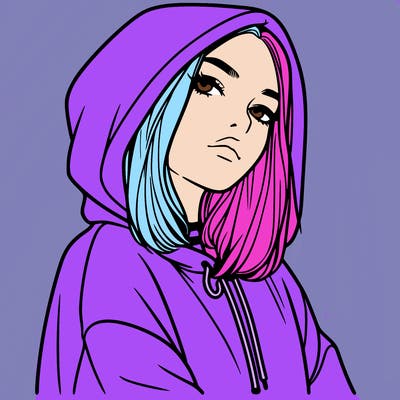 a realistic girl in a hoodie
