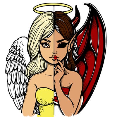 realistic angel half demon