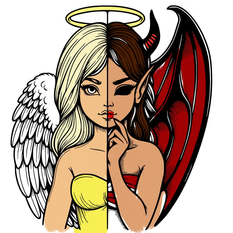 realistic angel half demon