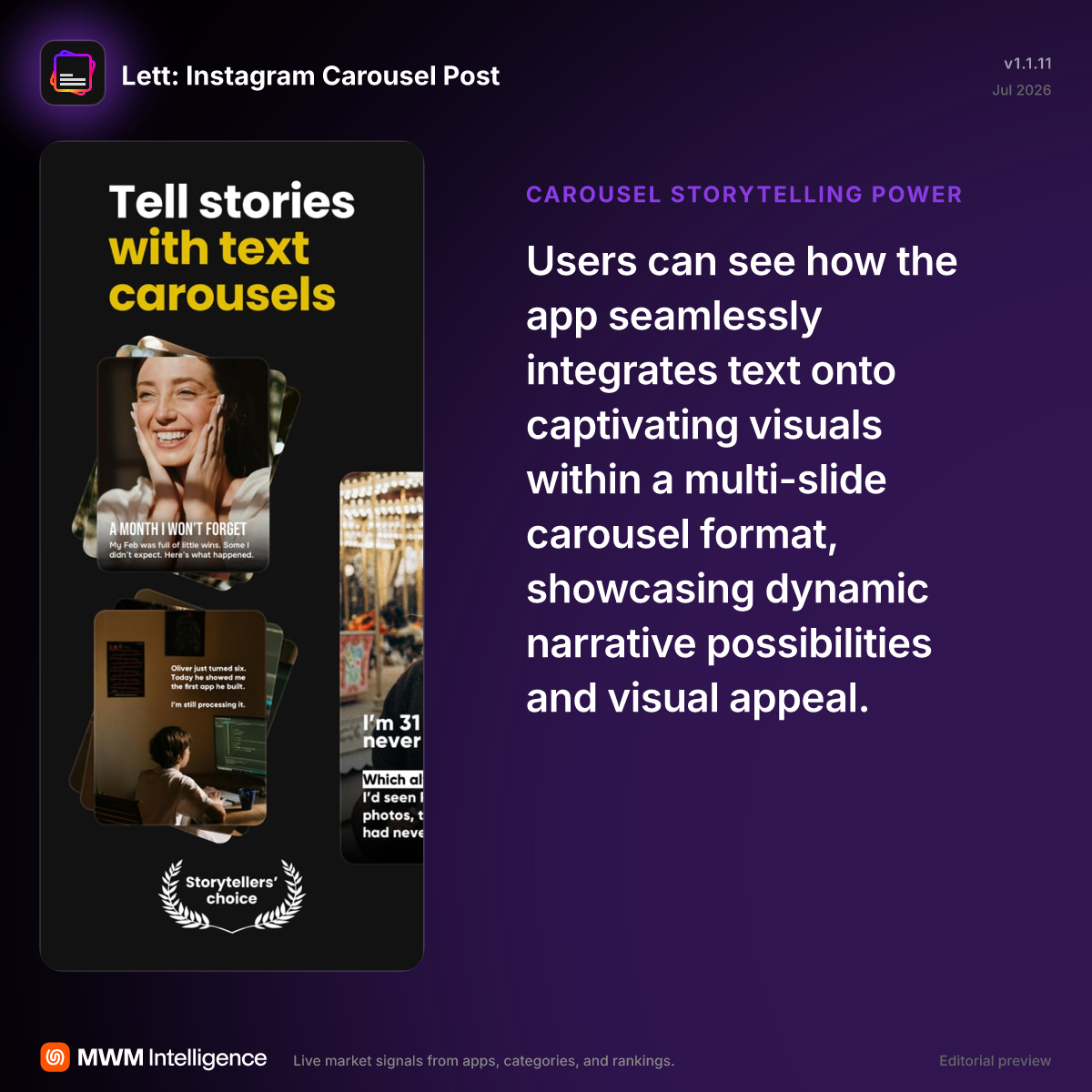 Lett: Instagram Carousel Post - Graphics & Design App | MWM