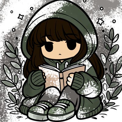 girl in oversized hoodie reading a book