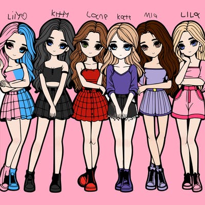 a group of girls realistic