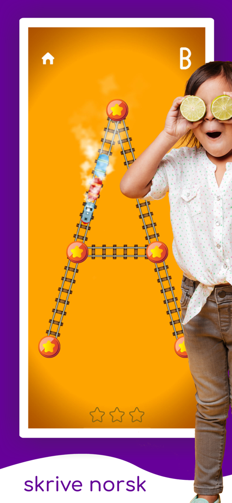 Un niño aprendiendo a escribir la letra A noruega en una aplicación educativa