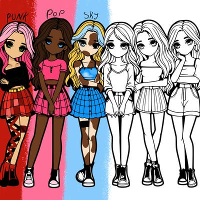 a group of girls realistic