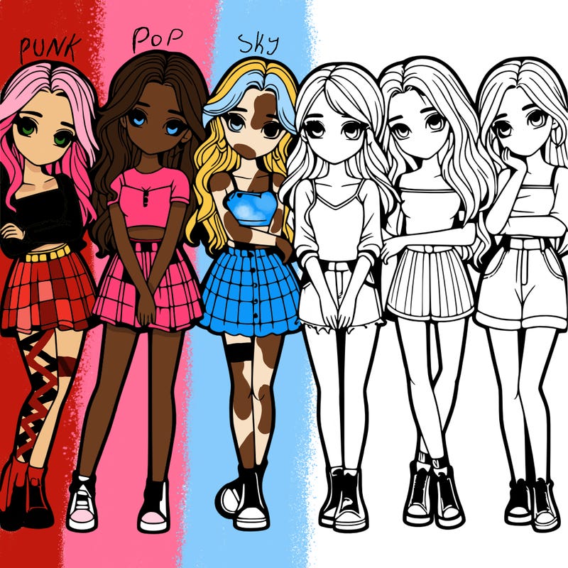 a group of girls realistic