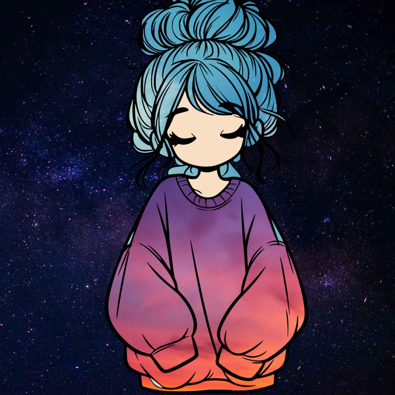 girl with baggy sweatshirt and messy bun