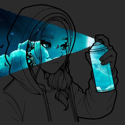 a realistic girl, spray painting