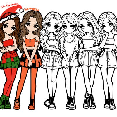 a group of girls realistic