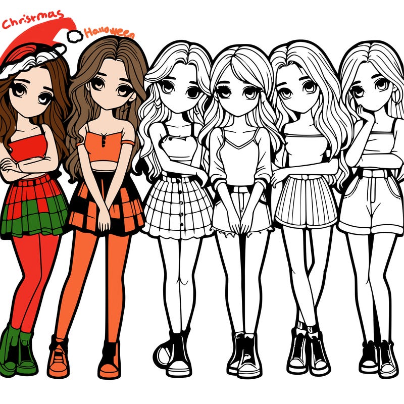 a group of girls realistic