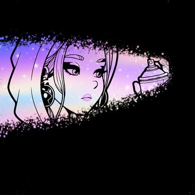 a realistic girl, spray painting