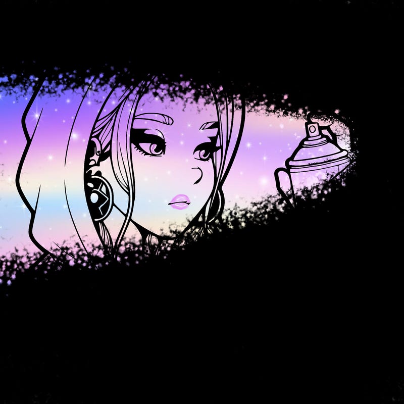 a realistic girl, spray painting