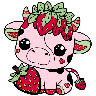 cute strawberry cow