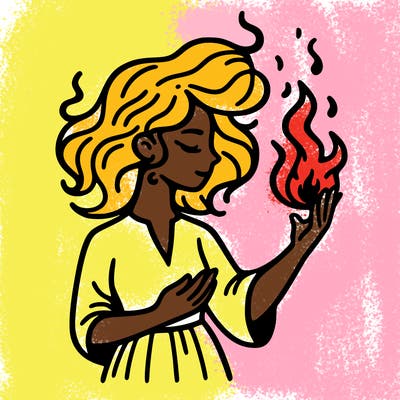 woman with fire