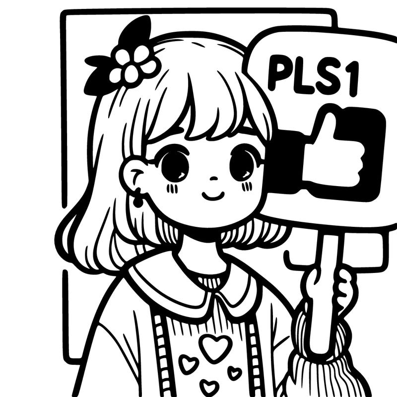 girl holding a "pls 1 like" sign.