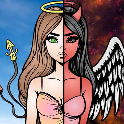 devil vs angel realistic girl