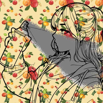 a realistic girl spray, painting