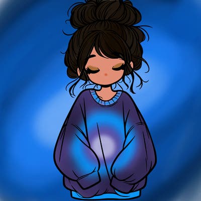 girl with baggy sweatshirt and messy bun