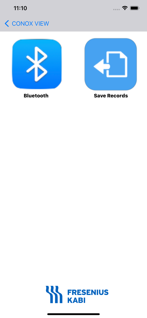 ConoxView - ConoxView app interface displaying Bluetooth connectivity and save records options