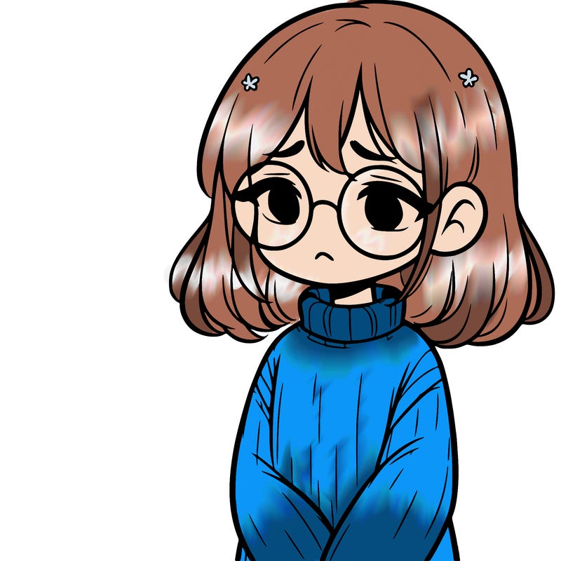 sad girl with glasses in a sweater